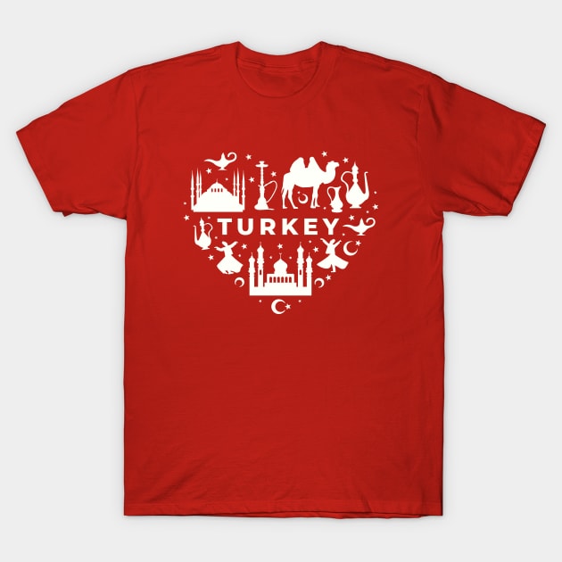 Turkish Icons in a Heart Shape // Turkey Pride T-Shirt by Now Boarding